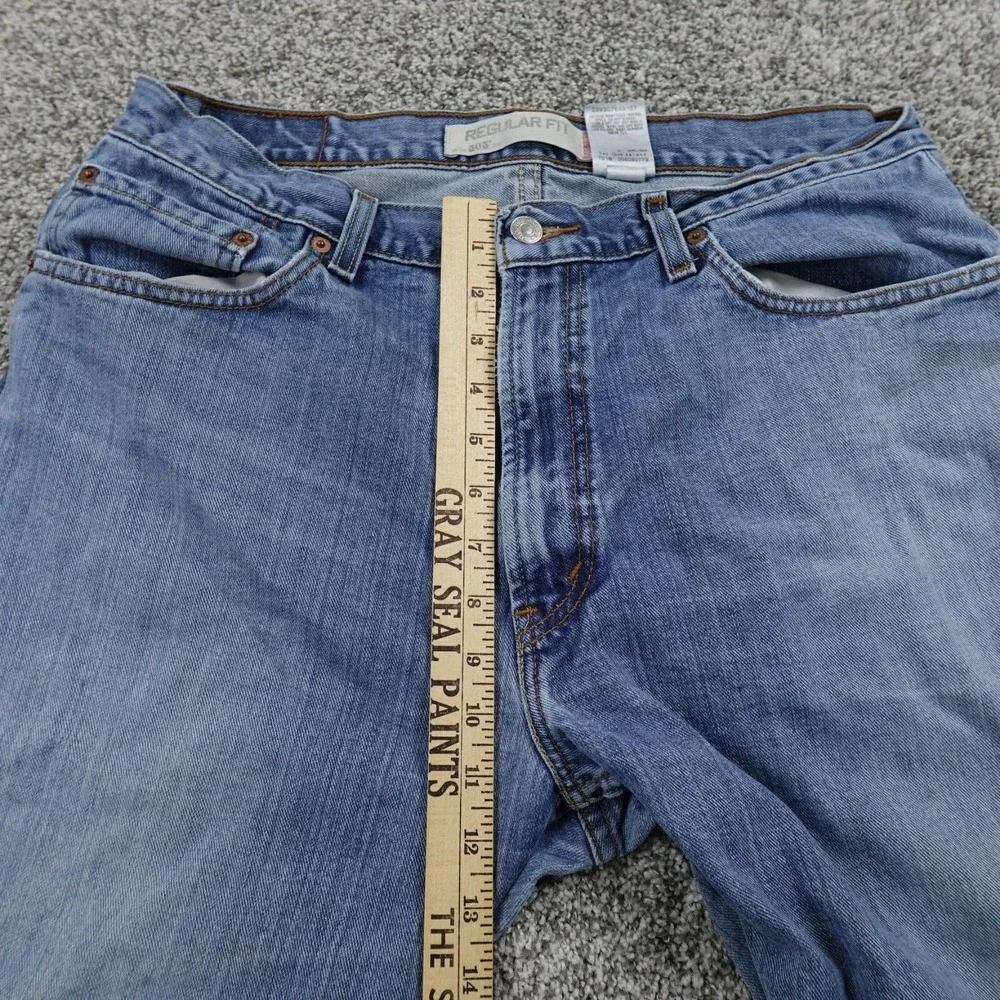 VINTAGE Levis Jeans Mens 36X30 Dark Blue Denim‎ Pants 505 Straight Leg Faded Y2K